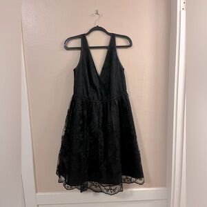Vintage Louis Verdad Black Lace Ballerina Deep V-neck Dress S